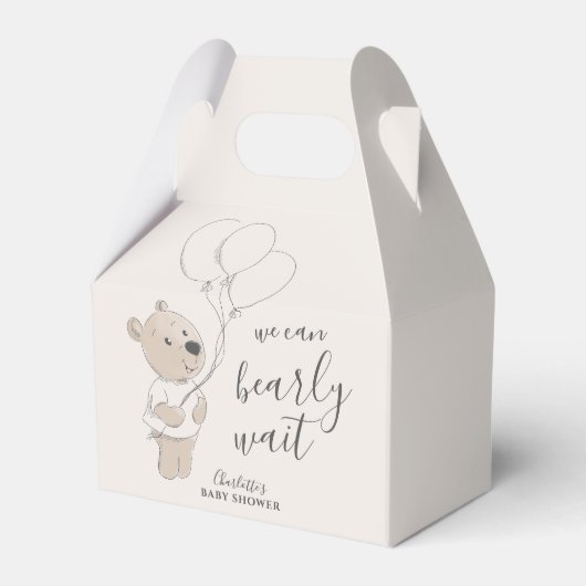 We kunnen wachten | Baby shower Teddy Bear Bedankdoosjes (Voorkant Zijde)