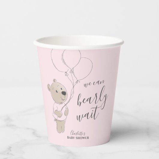We kunnen wachten | Baby shower Teddy Bear Papieren Bekers (Voorkant)