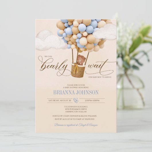 We kunnen wachten, ballonnen Baby shower. Kaart (Staand voorkant)