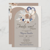 We kunnen wachten - Boho Teddy Bear Baby shower Kaart (Voorkant / Achterkant)