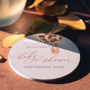 We kunnen wachten. Coaste baby shower rondepapier Ronde Kartonnen Onderzetter