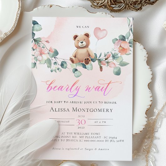 We kunnen wachten. Girl Baby shower Invitation Kaart