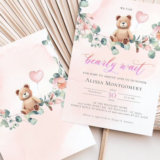 We kunnen wachten. Girl Baby shower Invitation Kaart