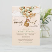 We kunnen wachten, Hot Air Ballon Baby shower Kaart (Staand voorkant)