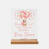 We kunnen wachten, meisje baby shower roze welkom acryl bord (Voorkant)