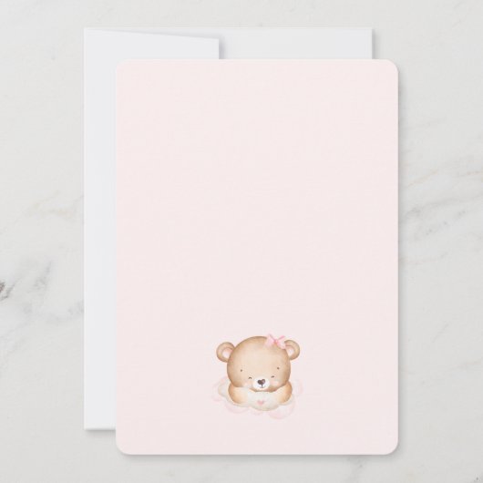 We kunnen wachten, meisje roze Beer Baby shower Kaart (Achterkant)