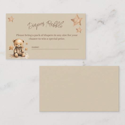 We kunnen wachten op Baby shower Diaper Raffle Informatiekaartje (Voorkant / Achterkant)