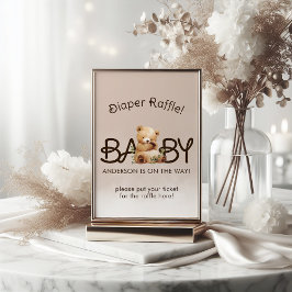 We kunnen wachten op Baby shower Diaper Raffle Reclamebord Met Voetstuk