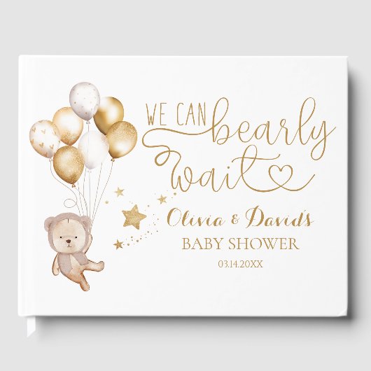 We kunnen wachten op Baby shower Guest Book Gastenboek (Voorkant)
