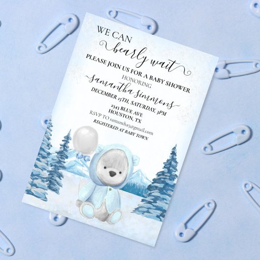 We kunnen wachten op Baby shower kerstwinter Kaart