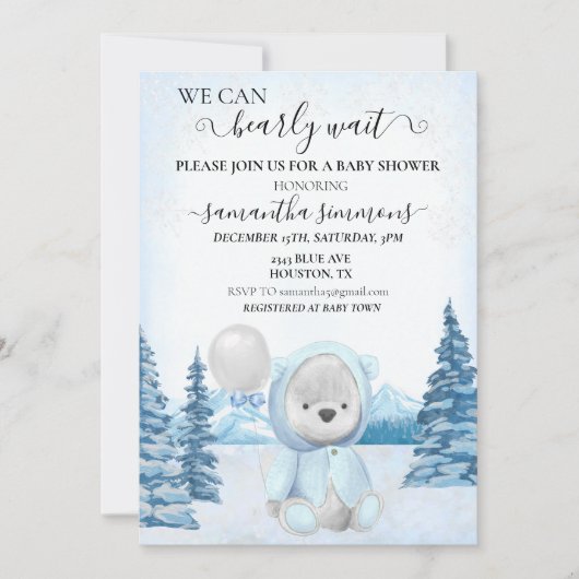 We kunnen wachten op Baby shower kerstwinter Kaart (Voorkant)