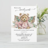 We kunnen wachten op Baby shower roze Boho Beer Kaart (Staand voorkant)