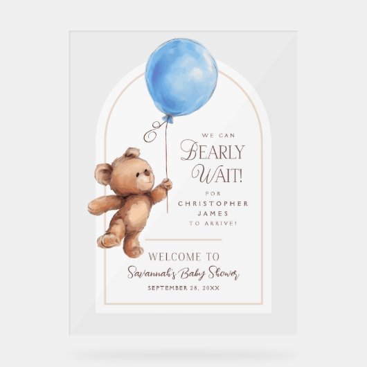 We kunnen wachten op Baby shower Welkom Acryl Bord (Voorkant)
