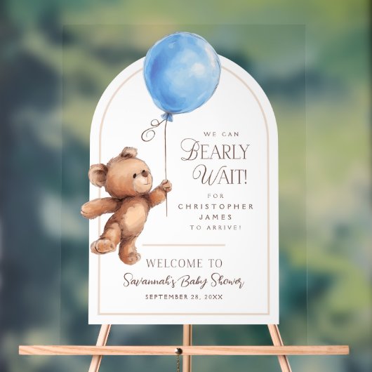 We kunnen wachten op Baby shower Welkom Acryl Bord (Neutraal)