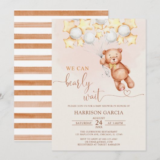 We kunnen wachten op ballons Teddy Bear Baby showe Kaart (Voorkant / Achterkant)