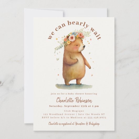 We kunnen wachten op Beer Baby shower Kaart (Voorkant)