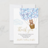 We kunnen wachten op Beer blauw Baby shower gedich Bedankkaart (Voorkant)