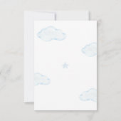 We kunnen wachten op Beer blauw Baby shower gedich Bedankkaart (Achterkant)