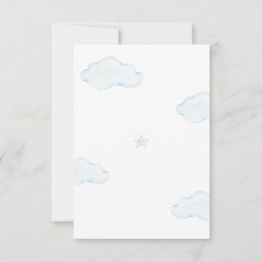 We kunnen wachten op Beer blauw Baby shower gedich Bedankkaart (Achterkant)