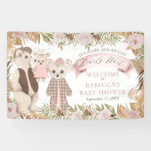 We kunnen wachten op Boho Beer Family Baby shower  Spandoek (Horizontaal)