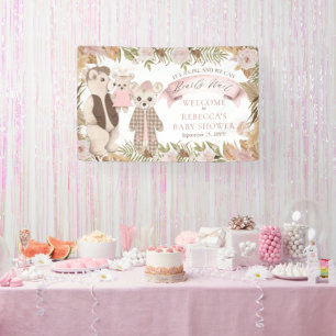 We kunnen wachten op Boho Beer Family Baby shower Spandoek