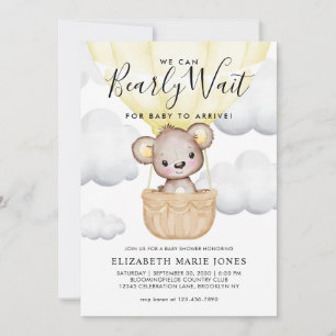 We kunnen wachten op een geel ballonBaby shower. Kaart