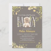 We kunnen wachten op Gele Teddy Bear Baby shower.. Kaart (Voorkant)