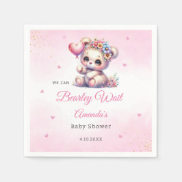 We kunnen wachten op Girl Teddy Bear Baby shower Servet