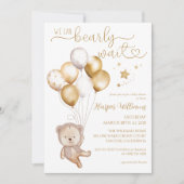 We kunnen wachten op gouden ballonnen Baby shower Kaart (Voorkant)