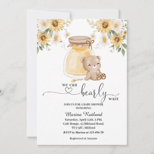 We kunnen wachten op het Baby shower honingBeer Kaart (Voorkant)