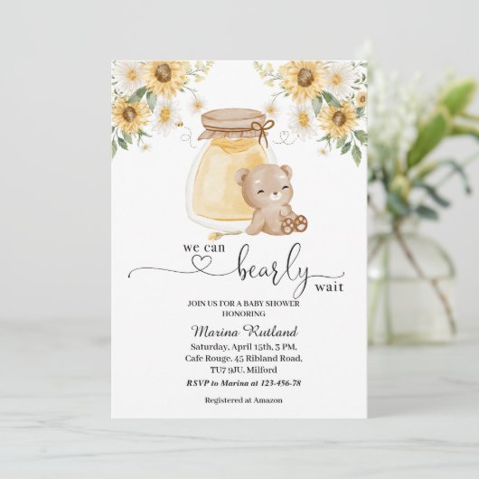 We kunnen wachten op het Baby shower honingBeer Kaart (Staand voorkant)