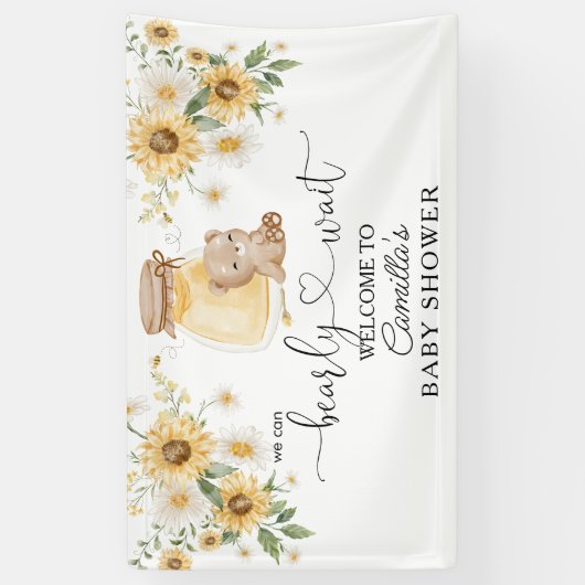 We kunnen wachten op het Baby shower honingBeer Spandoek (Verticaal)