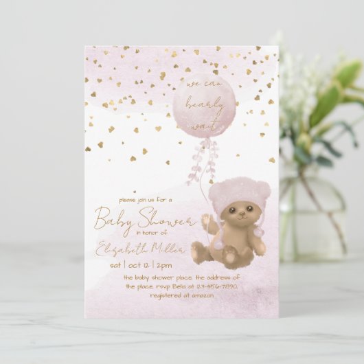 We kunnen wachten op het Baby shower van Girl. Kaart (Staand voorkant)