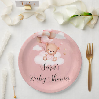 We kunnen wachten op het Baby shower van Girl. Papieren Bordje