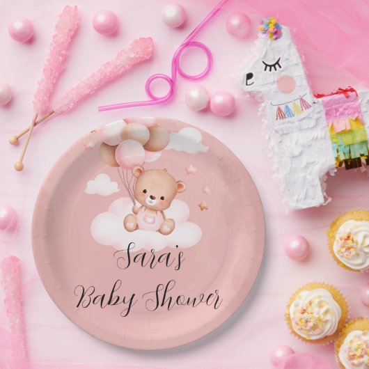 We kunnen wachten op het Baby shower van Girl. Papieren Bordje (Feest)