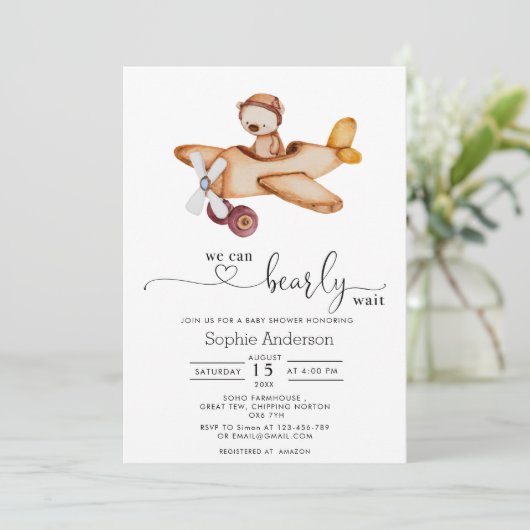 We kunnen wachten op het vliegvliegtuig Teddy Bear Kaart (Staand voorkant)