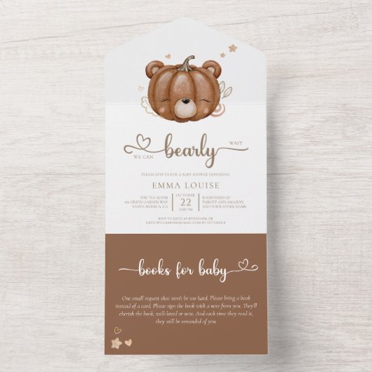 We kunnen wachten op kleine pompoenBaby shower All In One Uitnodiging (Binnen)