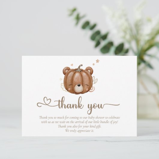 We kunnen wachten op kleine pompoenBeer Bedankkaart (Staand voorkant)