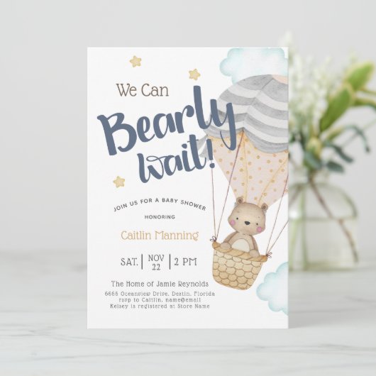 We kunnen wachten op neutraal Teddy Bear Baby show Kaart (Staand voorkant)