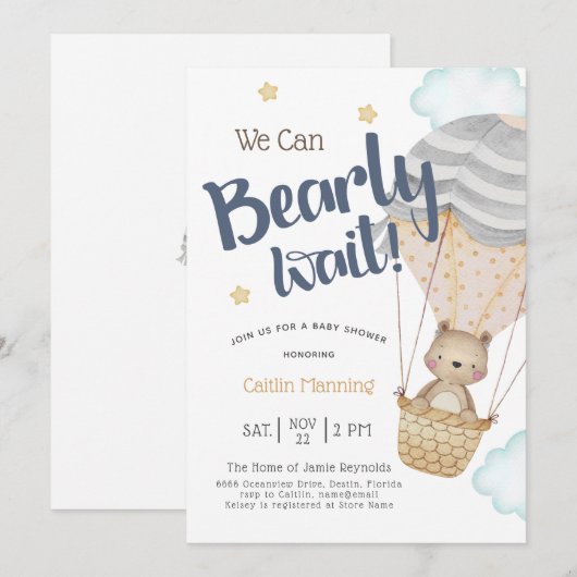 We kunnen wachten op neutraal Teddy Bear Baby show Kaart (Voorkant / Achterkant)