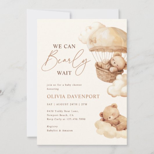 We kunnen wachten op neutraal Teddy Bear Baby show Kaart (Voorkant)