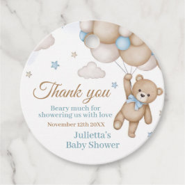 We kunnen wachten op Teddy Bear Blue Baby shower. Bedankjes Labels