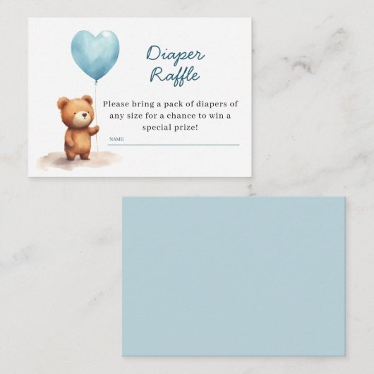 We kunnen wachten op Teddy Bear Blue Diaper Raffle Informatiekaartje (Voorkant / Achterkant)