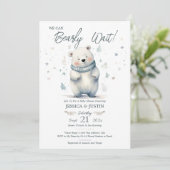 We kunnen wachten op Teddy Bear Winter Baby shower Kaart (Staand voorkant)