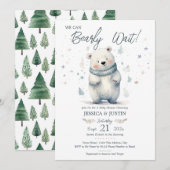 We kunnen wachten op Teddy Bear Winter Baby shower Kaart (Voorkant / Achterkant)