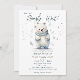 We kunnen wachten op Teddy Bear Winter Baby shower Kaart