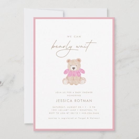 We kunnen wachten - Roze Baby shower van Floral Gi Kaart (Voorkant)