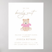 We kunnen wachten - Roze Baby shower van Floral Gi Poster (Voorkant)