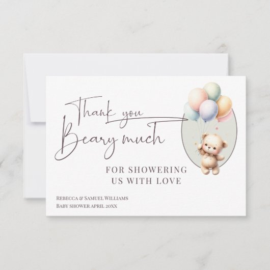 We kunnen wachten schattig beren ballon baby showe bedankkaart (Voorkant)