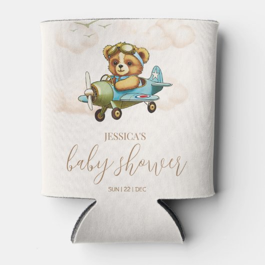 We kunnen wachten. Teddy Bear Baby shower Blikjeskoeler (Voorkant)